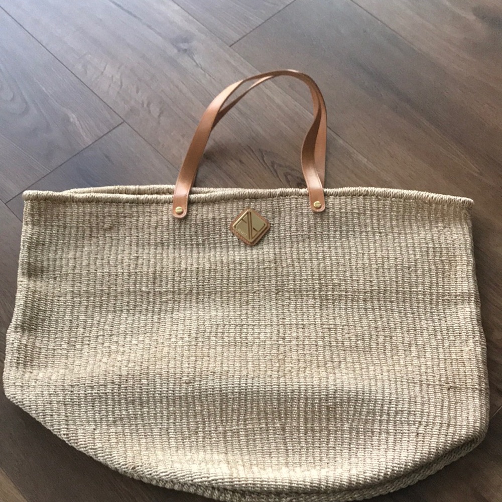 Tan Woven Tote Bag